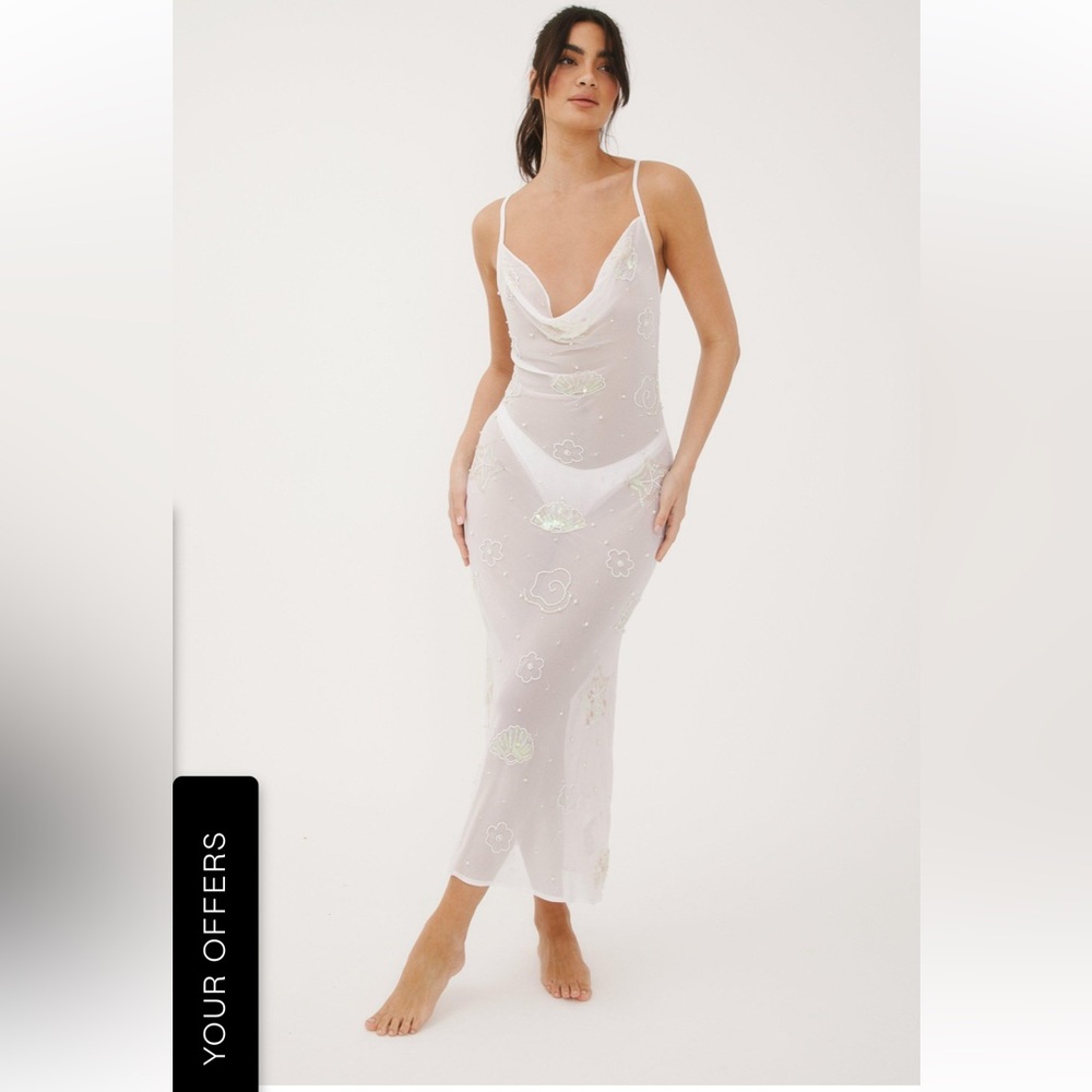 Nastygal Pearl Sequin Maxi Dress